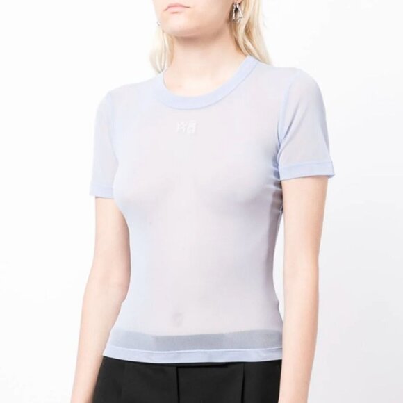 Alexander Wang Hotfix short-sleeve mesh T-shirt Baby Blue - Picture 2 of 12